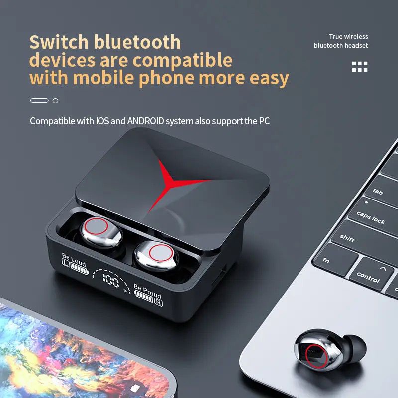 Matei Headset Bluetooth M90 TWS Wireless Earphones Bluetooth 5.2  In Ear HIFI Mini Waterproof Sports Music Earbuds With Charging Box M90Pro