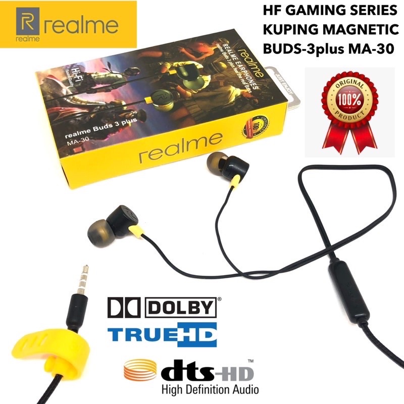 GROSIR HANDSFREE GAMING REALME BUDS3 PLUS MA30 KUPING MAGNETIC TRUE HD BY SMOLL