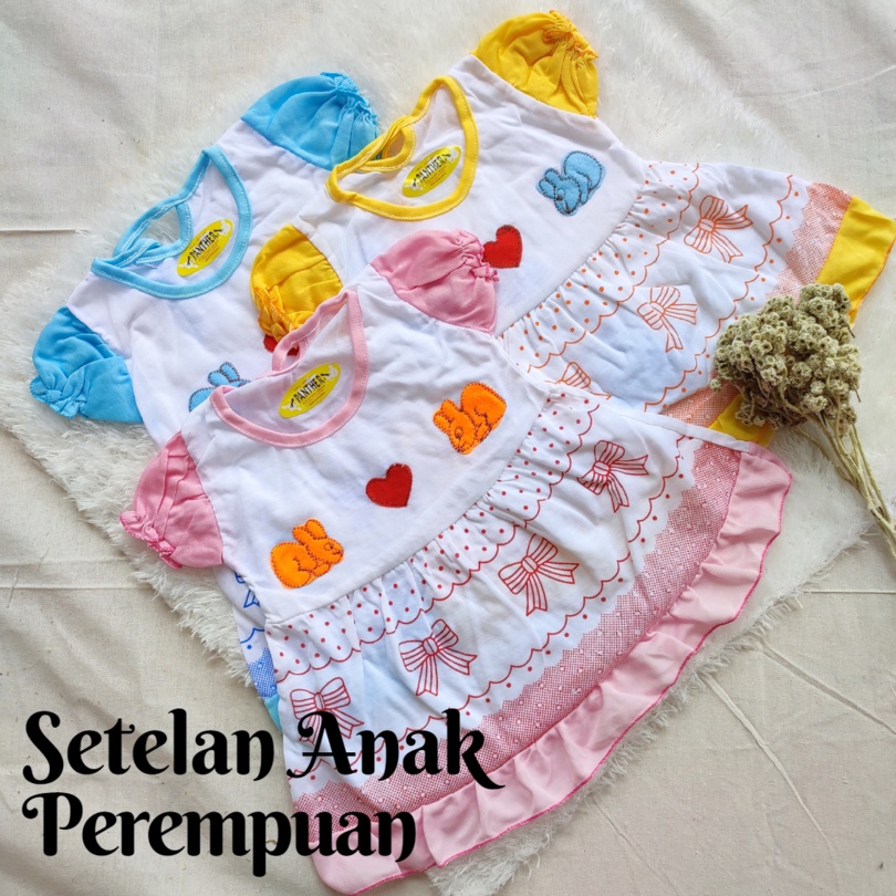 BAJU ANAK BAYI WANITA PEREMPUAN POLKADOT PANTHER HELLO KITTY