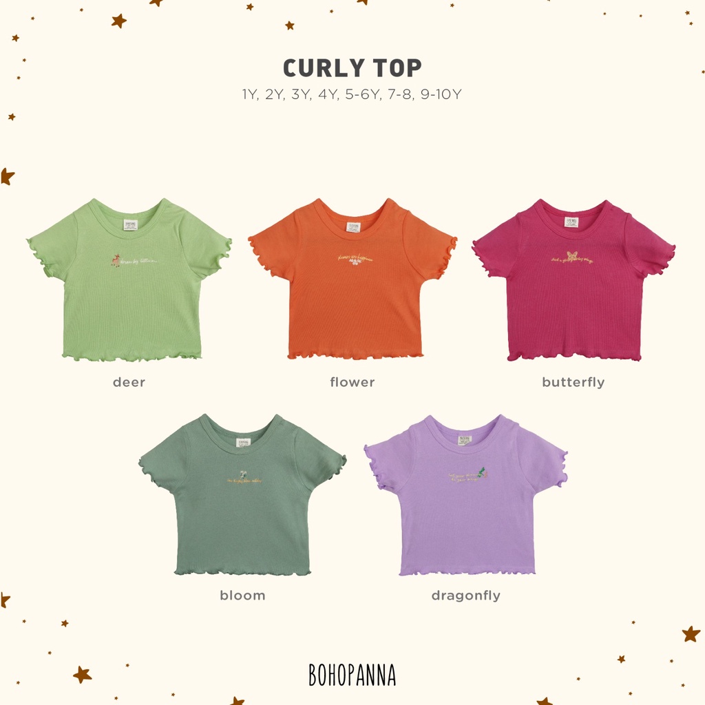 NEW MOTIF BOHOPANNA CURLY CROP TOP 1-10 Tahun (Kaos Anak) Boho Baby