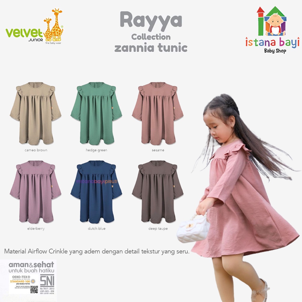 VELVET ZANNIA TUNIC ANAK / VELVET JUNIOR RAYYA COLLECTION / IED COLLECTION