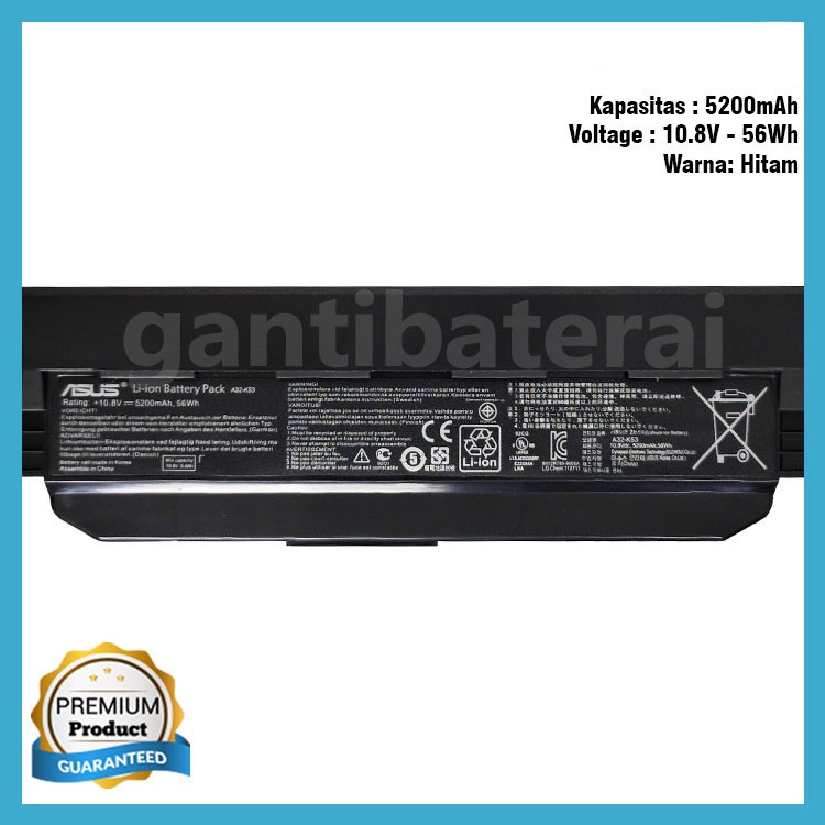 Baterai Laptop Asus K84L K84LY P43 P43E P43S P43SJ A32-K53