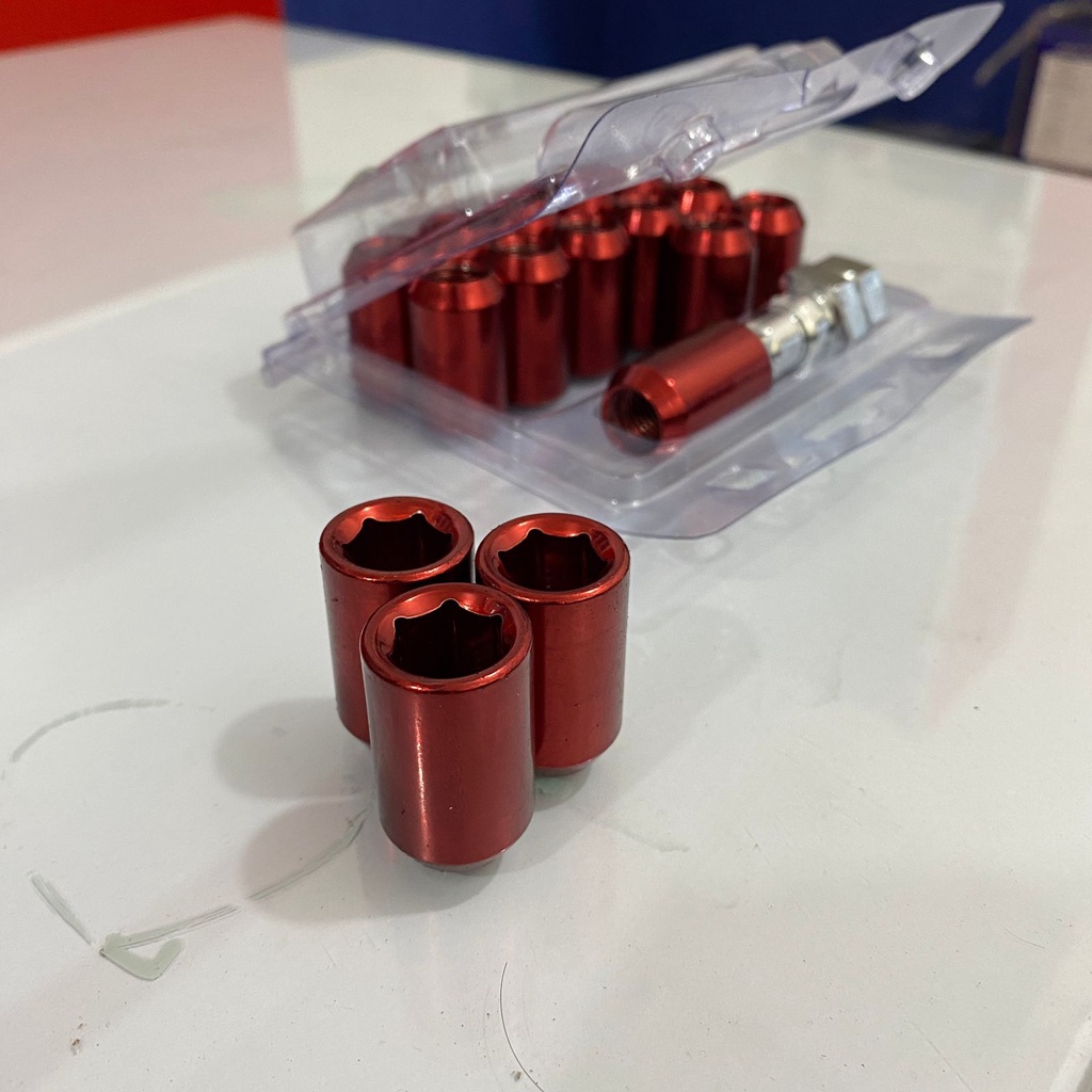 MUR BAUT RODA MOBIL RACING VARIASI UKURAN DRAT 1,25 DAN 1,5 ISI 16PCS + SAMBUNGAN KUNCI RODA