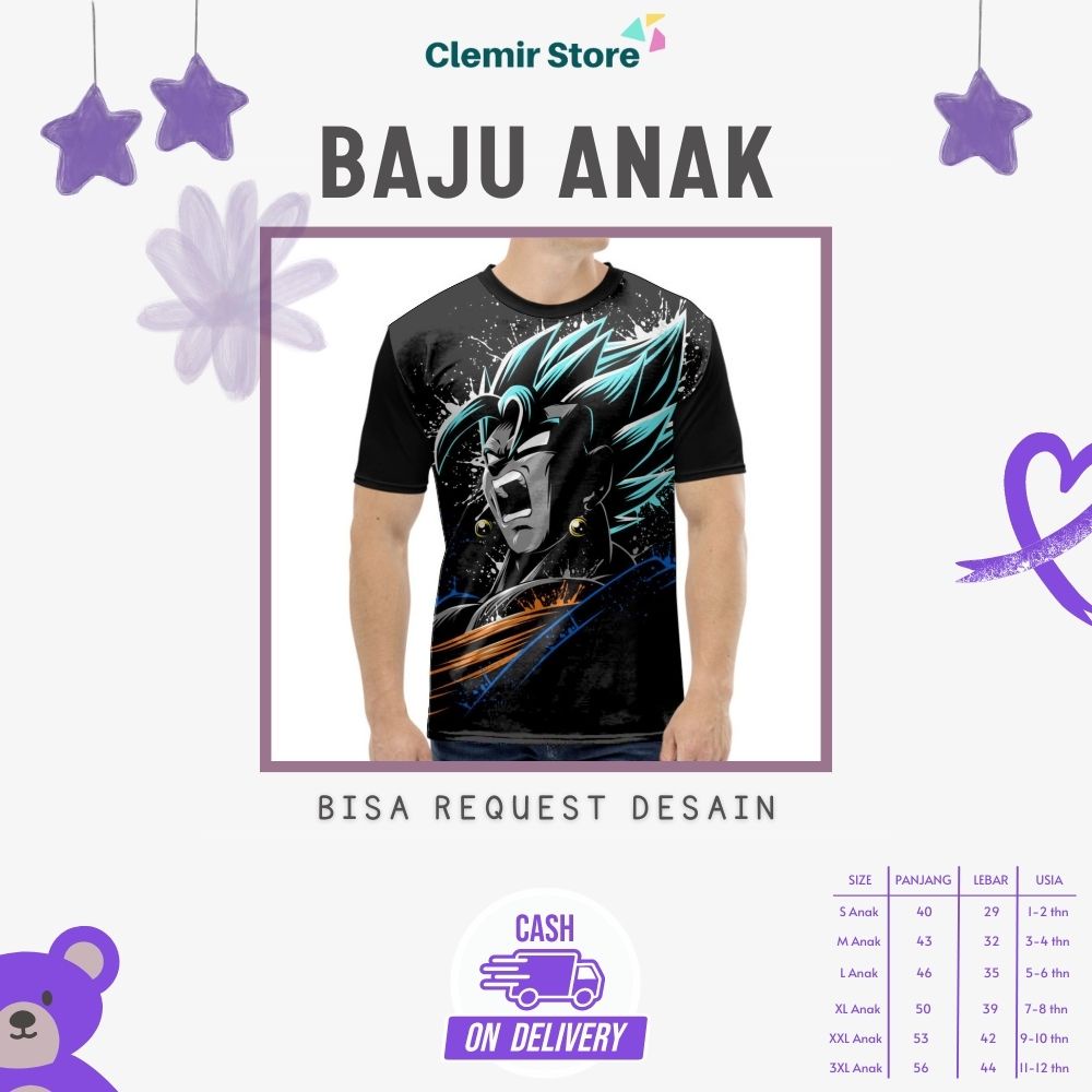 Baju Dragon Ball Anak Laki Laki Kaos Dragon Ball Cowok Printing 3D - Dragon Ball Z Art - Clemir Stor