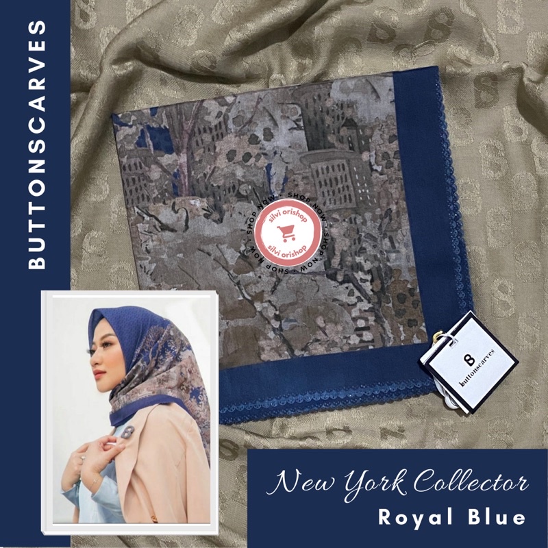 Buttonscarves New York Reborn Collector Royal Blue