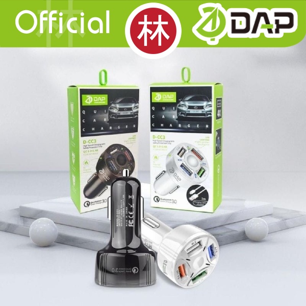 DAP D-CC3 Car Charger 30W Fast Charging 3.0 Charger Mobil 4 Port USB