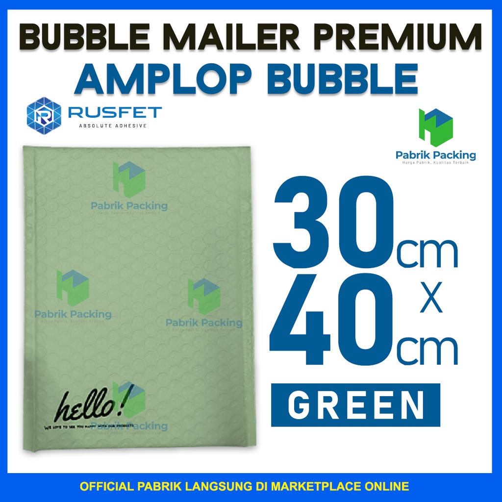 

Amplop bubble mailer rusfet green 30x40 cm amplop bubble packing murah berkualitas