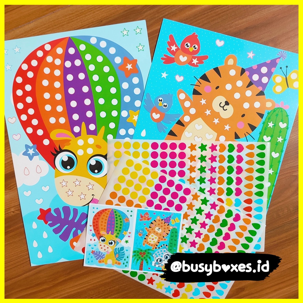 [busyboxes.id] Mainan Edukasi anak 3 tahun aktivitas menempel sticker rainbow seri jerapah