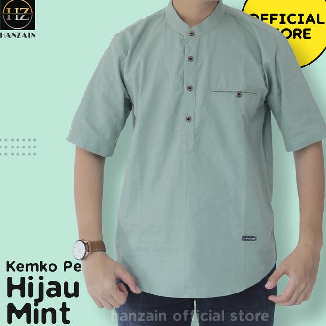 Sale BAJU KEMEJA KOKO KEMKO LENGAN PENDEK PRIA - HIJAU MINT - HANZAIN /BAJU KOKO PRIA/BAJU KOKO DEWA