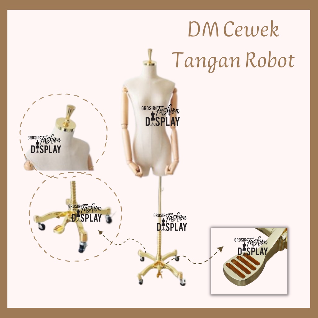 Patung Manekin Tangan Robot Tiang Roda DM Tangan Robot Manekin Setengah Badan-BH