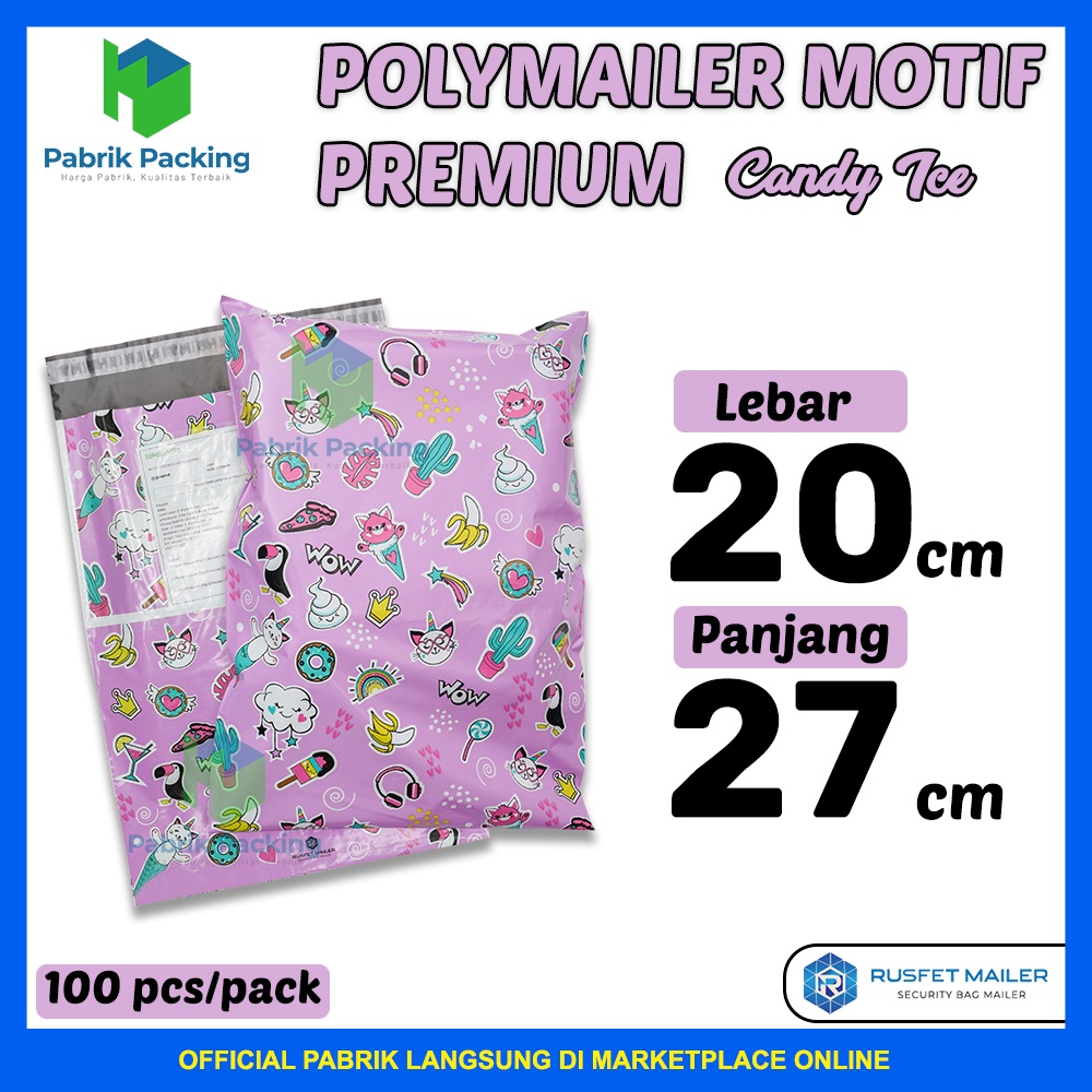 

Polymailer Amplop Packing Online Shop Rusfet / Candy Ice 20x27 / Per Pack Murah