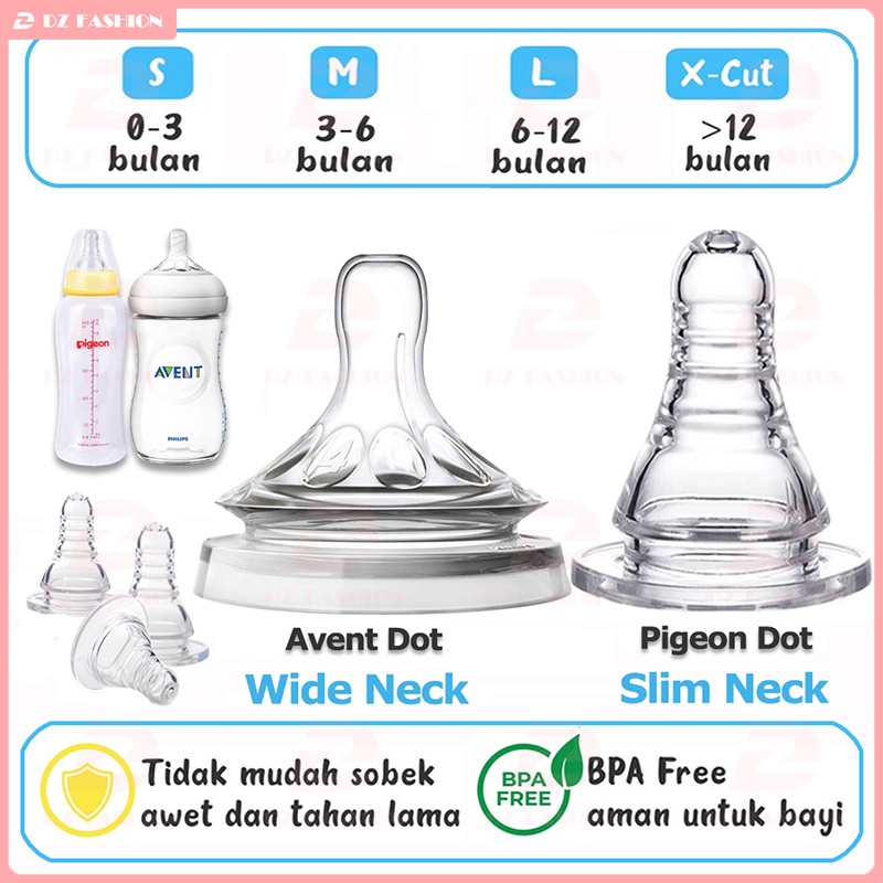 Dot bayi untuk Pigeon slim neck wide neck Dot bayi botol susu Karet dot Nipple Peristaltik Botol Susu Standar Food Grade Bahan Silikon BPA FREE Pacifiers XNZ