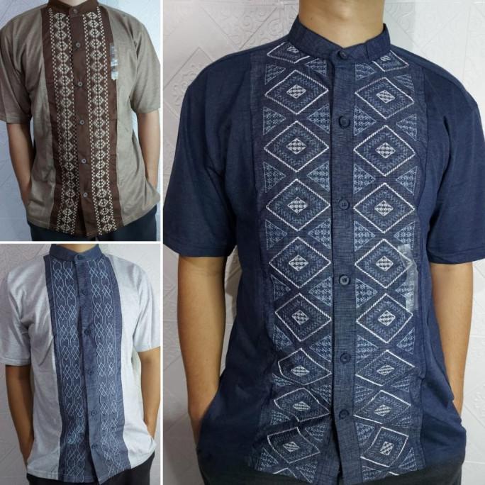TERMURAH S/M/L/XL-Baju Koko LENGAN PENDEK/T ZONE/ BAJU MUSLIM/BORDIR/3 warna /BAJU KOKO PRIA/BAJU KO