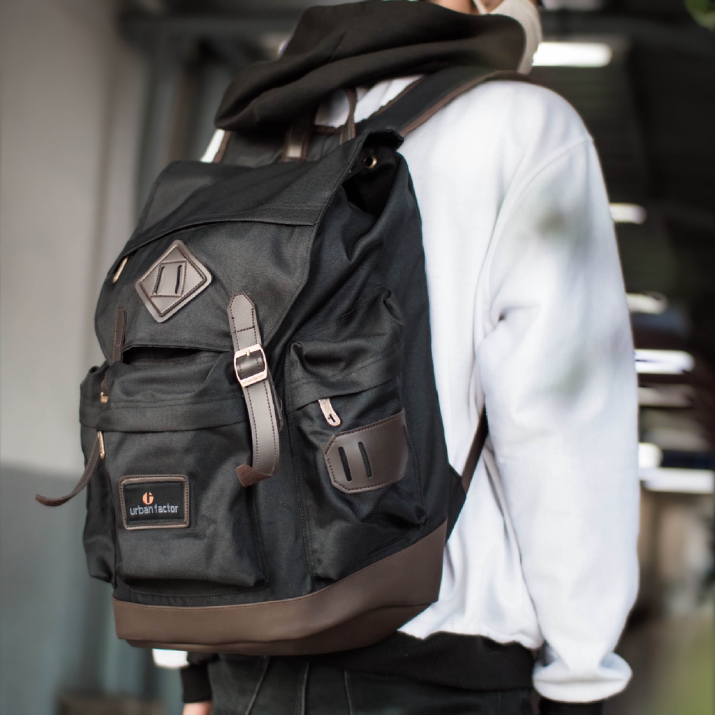 Tas Ransel Sekolah Pria Black Backpack Sekolah SMA Casual Tas Punggung Cowok Fashion Hangout Travell