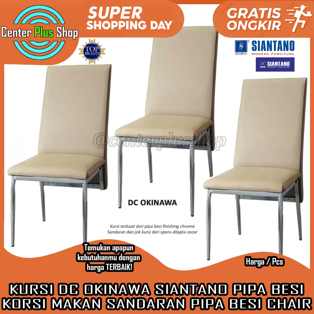 [KARGO] KURSI DC OKINAWA SIANTANO EQUITY BANGKU MAKAN SANDARAN PIPA BESI FINISHING CHROME CROM CROME