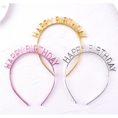 Bando Desain Happy Birthday Bahan Plastik Non Slip Gaya Korea Untuk Wanita Bando Mahkota Happy Birthday Bando Dengan Tulisan