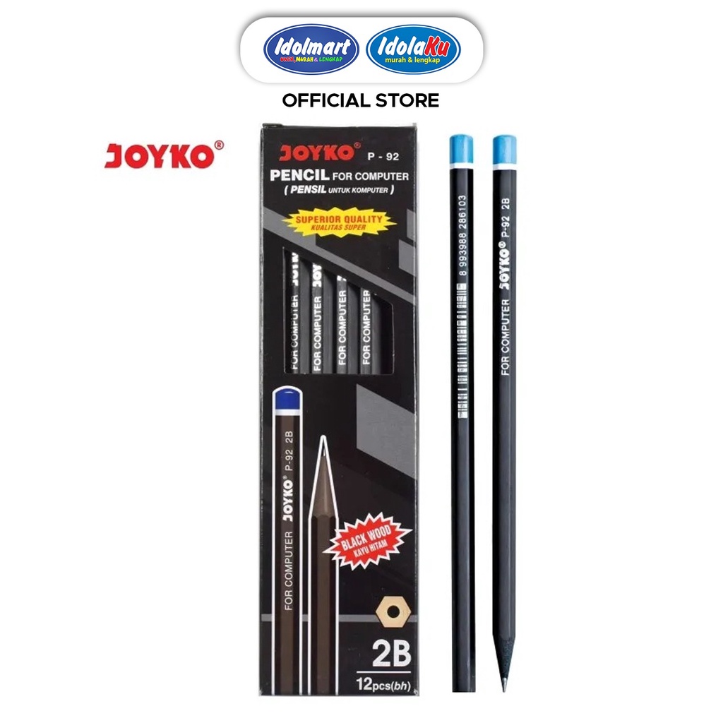 IDOLMART Pencil / Pensil Joyko P-92 / 2B / 1 BOX 12 PCS / 1 lusin isi 12 Idolmart Surabaya