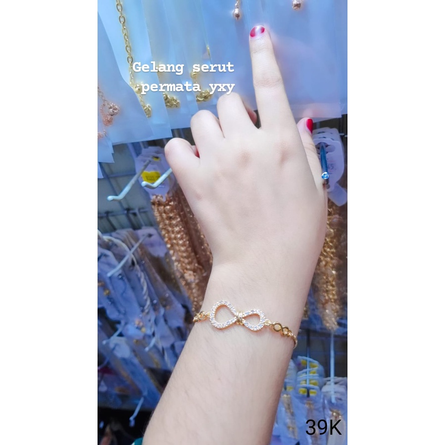 GELANG TANGAN SERUT PERMATA YXY PERHIASAN IMITASI LAPIS EMAS
