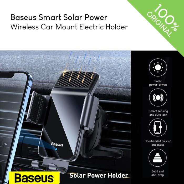 Best Seller Baseus Smart Solar Power Wireless Car Mount Electric Holder Black