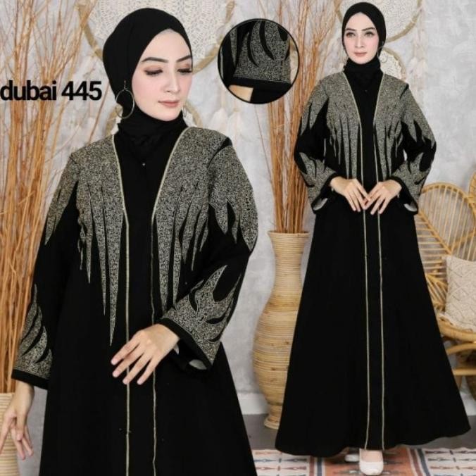Gamis Gamis Abaya Turkey Ym Defashion Dubai 445 Jetblack Hitam Muslim Wanita - S(O9F4) Abaya Saudi A