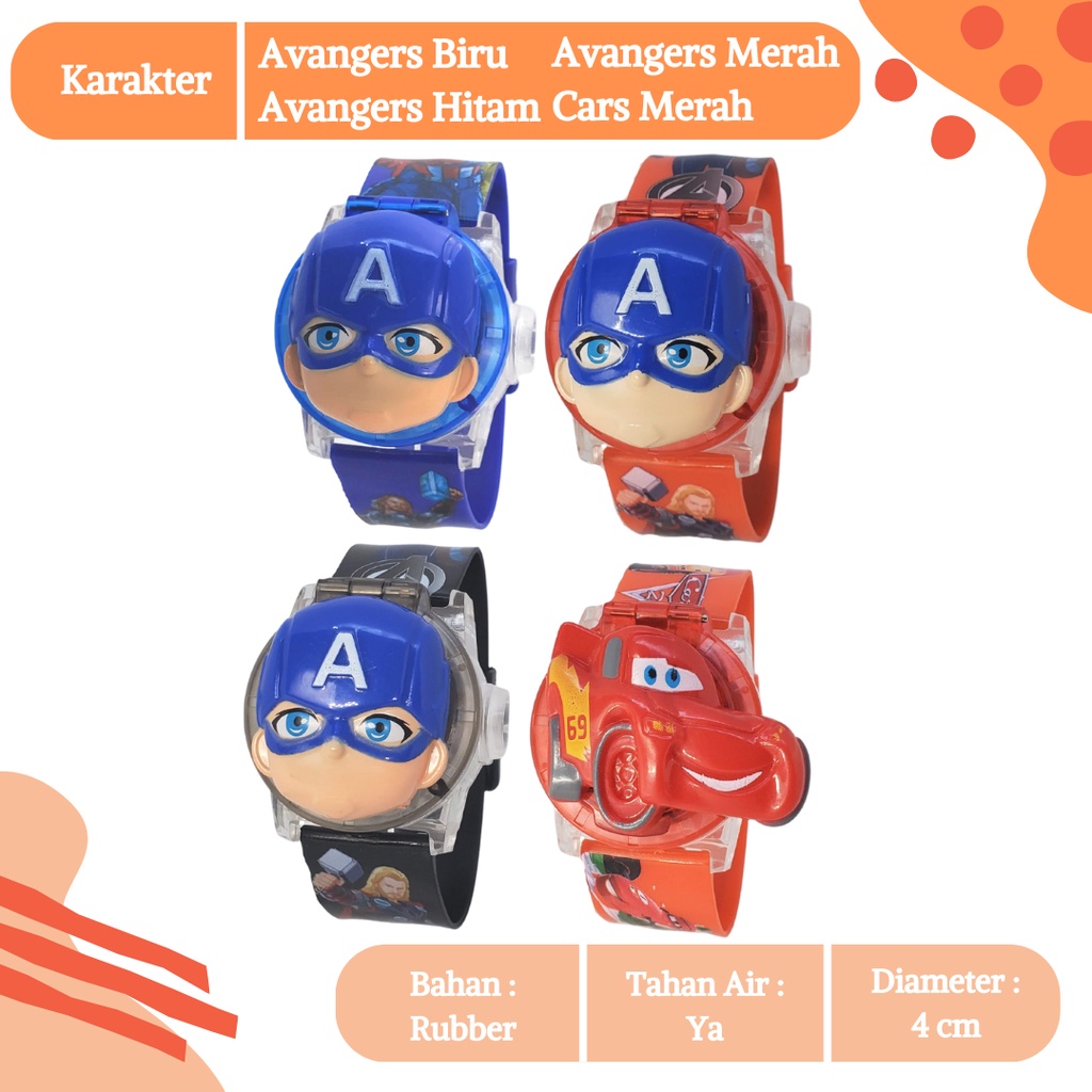 [COD] Jam Tangan Anak Topeng Kepala Cowok 3D Digital Melodi Musik Karakter Kartun Transformer Boboboi Avangers