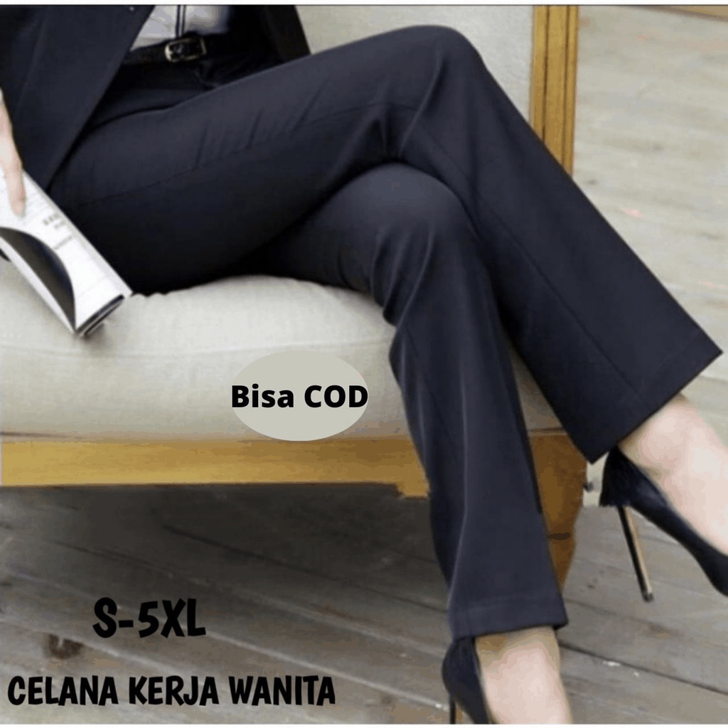 CELANA KANTOR FORMAL KERJA WANITA SLIMFIT BAHAN DASAR KAIN