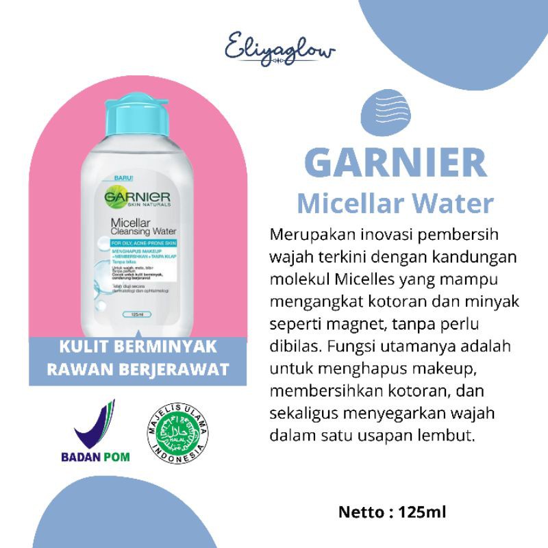 Garnier Micellar Water Pink | Blue Biru | Bi-phase Oil | Vit C Kuning | Rose Water 125ml