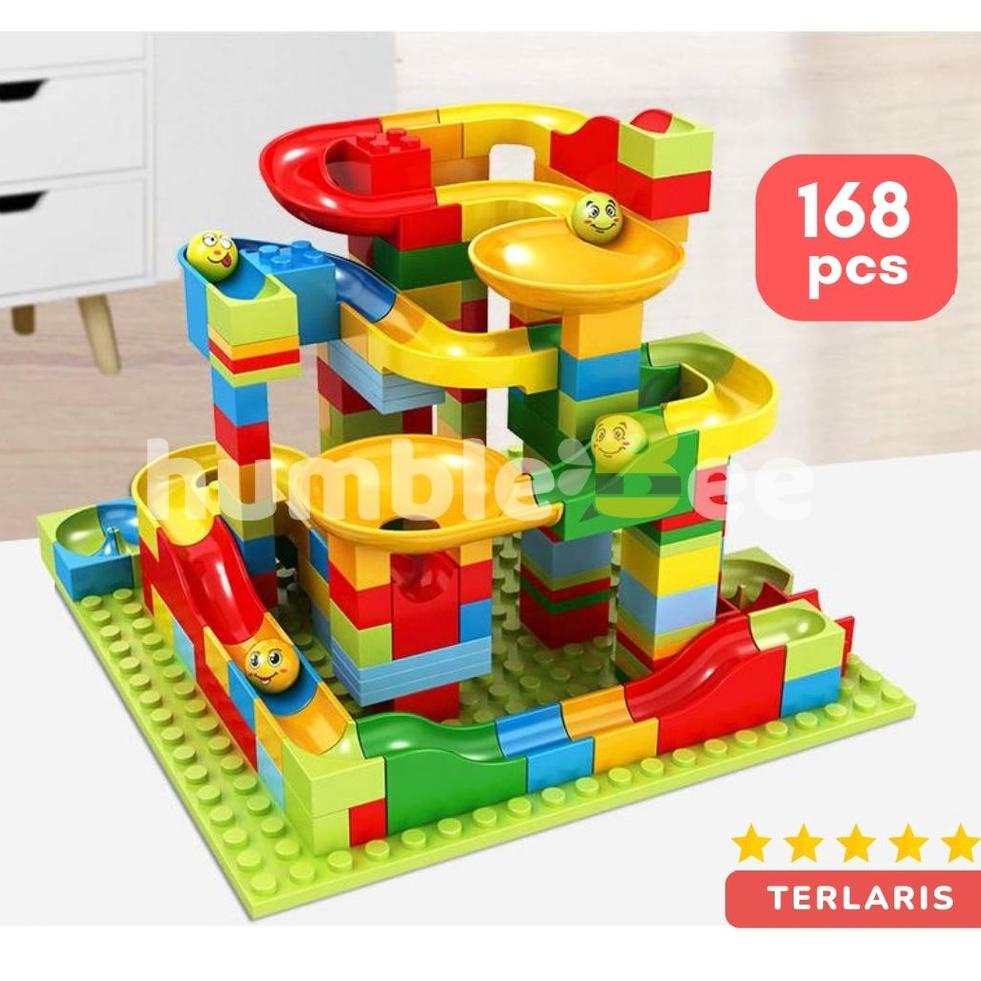SALE [READY] Mainan Anak 168 pcs DIY Small Funny Blocks Mini Track Slide Ball Building Brick Marble 