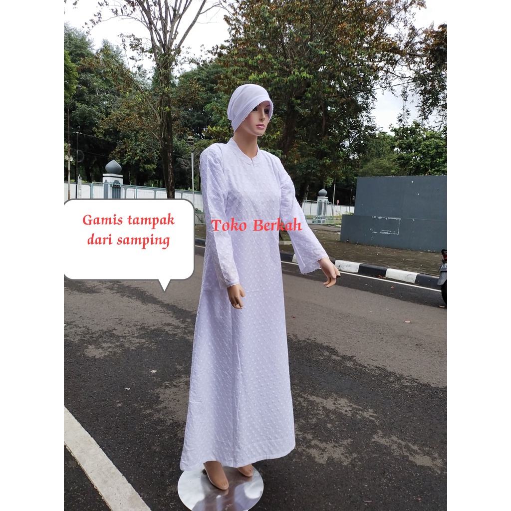 Gamis haji dan umroh wanita satu set (bergo +sarung tangan+bergo super) sarah payung