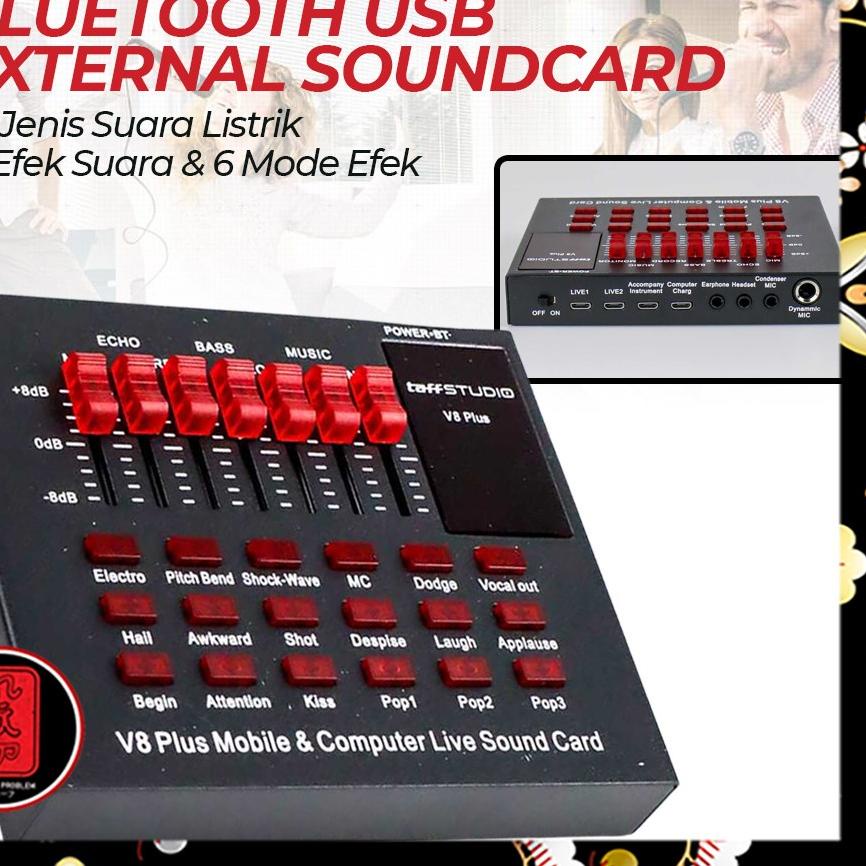 ♨ Soundcard V8 Plus Bluetooth Live Mixer Broadcast Audio USB External / soundcard v8 TaffSTUDIO orig