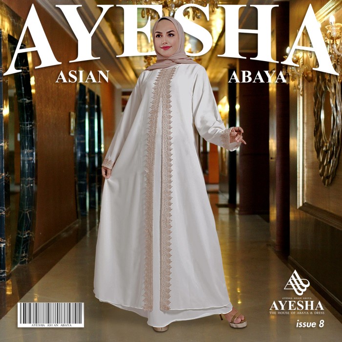 Gamis AYESHA Gamis Putih Wanita Abaya Turkey Terbaru 126 - M(S8H4) Gamis Abaya Turkey Abaya Saudi Ab