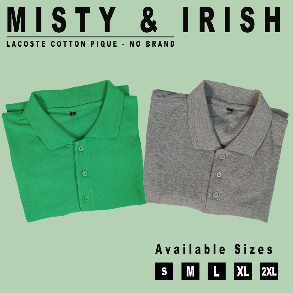 BUBI KAOS KERAH SHIRT MISTY GREY &amp; IRISH GREEN COTTON PIQUE | M-XXL | WANGKI COD LACOSTE KERAH TEBAL ADEM MENYERAP KERINGAT