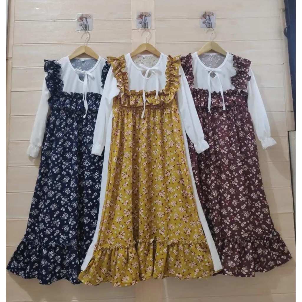Murah Aisy Gamis Anak Tanggung usia 7-12 th ~ Gamis Anak Perempuan / Midi Dress Anak Perempuan Tanggung / Tunik Anak