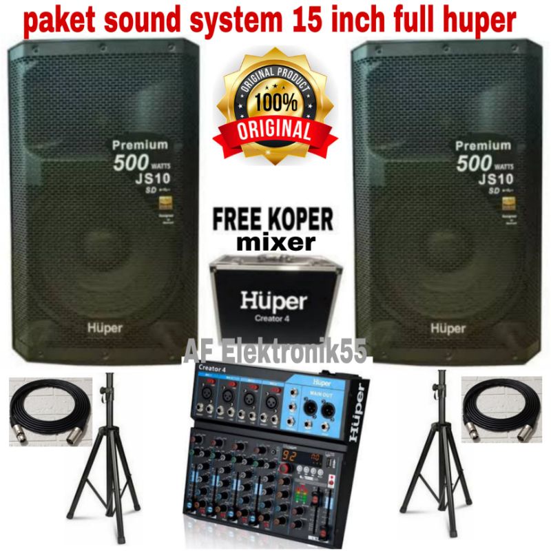 Paket Sound System Huper 15 Inch + Mixer Huper Original