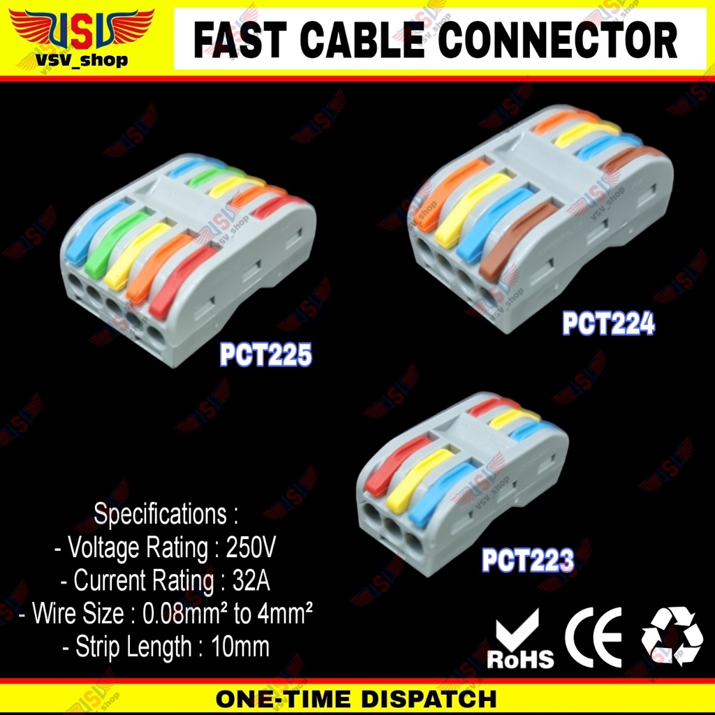 Terminal Konektor Kabel Sambung Cabang Quick Cable Connector wago WARNA