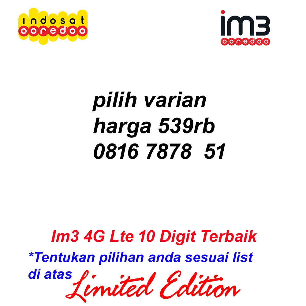 Nomor cantik Indosat Im3 10 Digit 7878 Kartu Perdana 4G Lte
