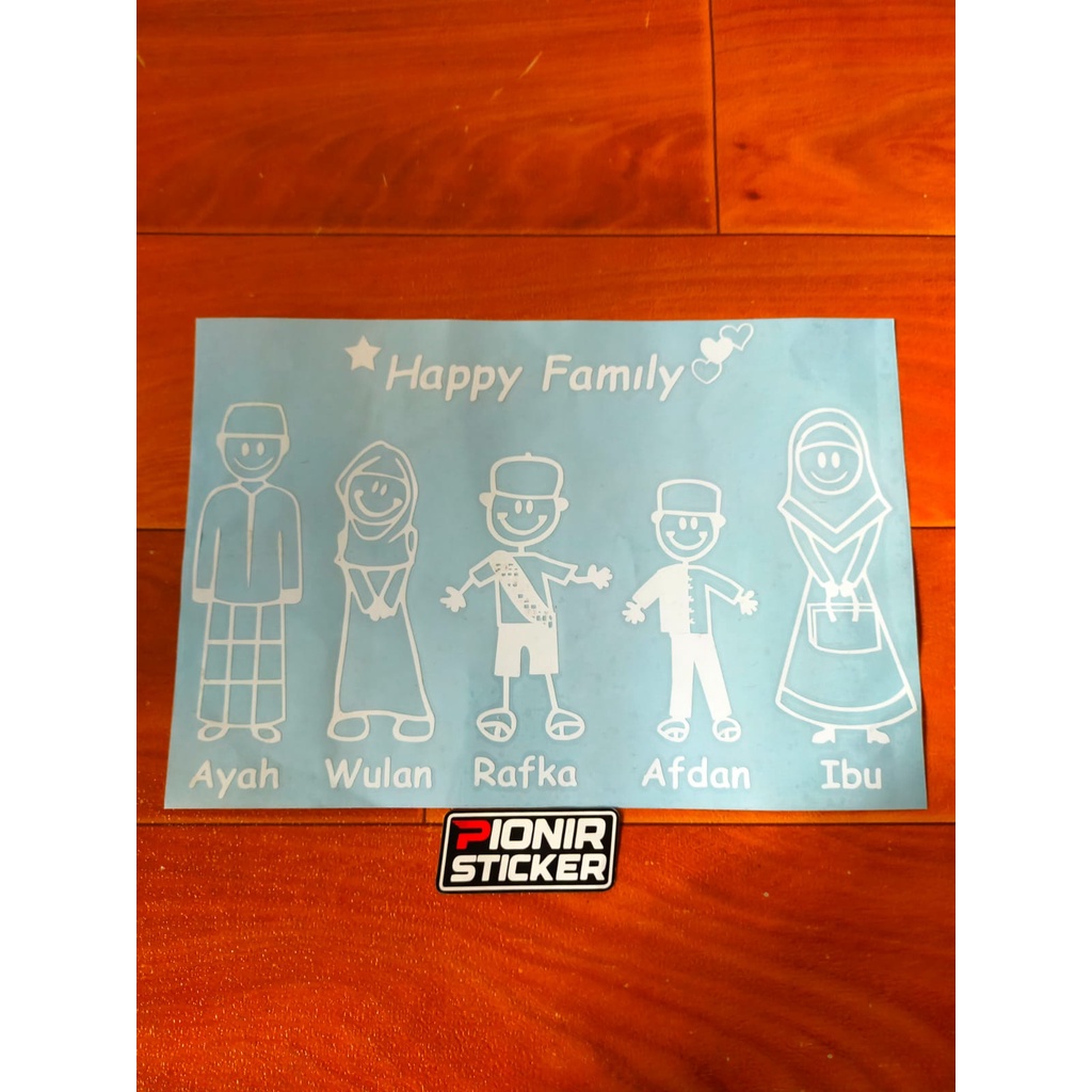 Stiker Mobil Happy Family Cutting Sticker Kaca Mobil Happy Family Ukuran Sedang