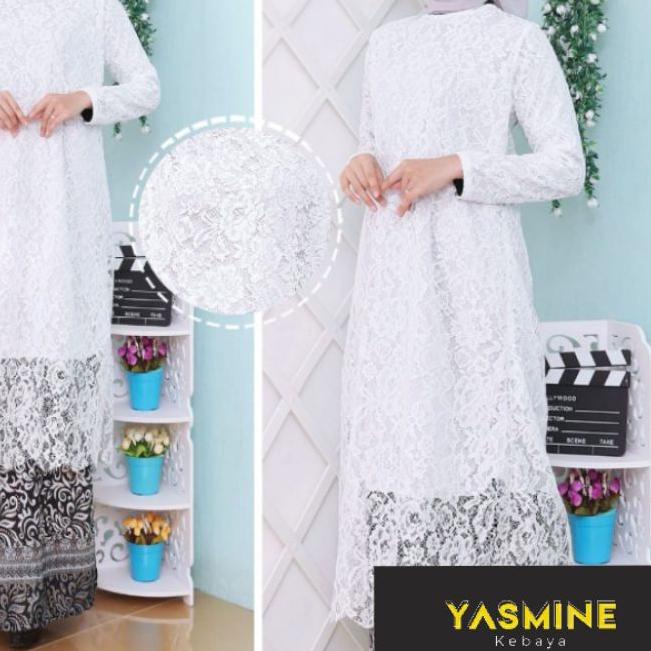 ➲ KEBAYA BROKAT TUNIK MODERN / SET TUNIK PUTIH BRUKAT MUSLIM / SETELAN KEBAYA BRUKAT JUMBO / KEBAYA 