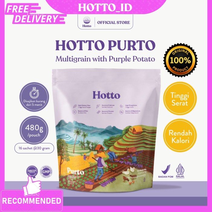 

[Ready Stock]bisa COD PROMO!!! Hotto Purto Pouch (16 sachet) Multigrain with Purple Potato