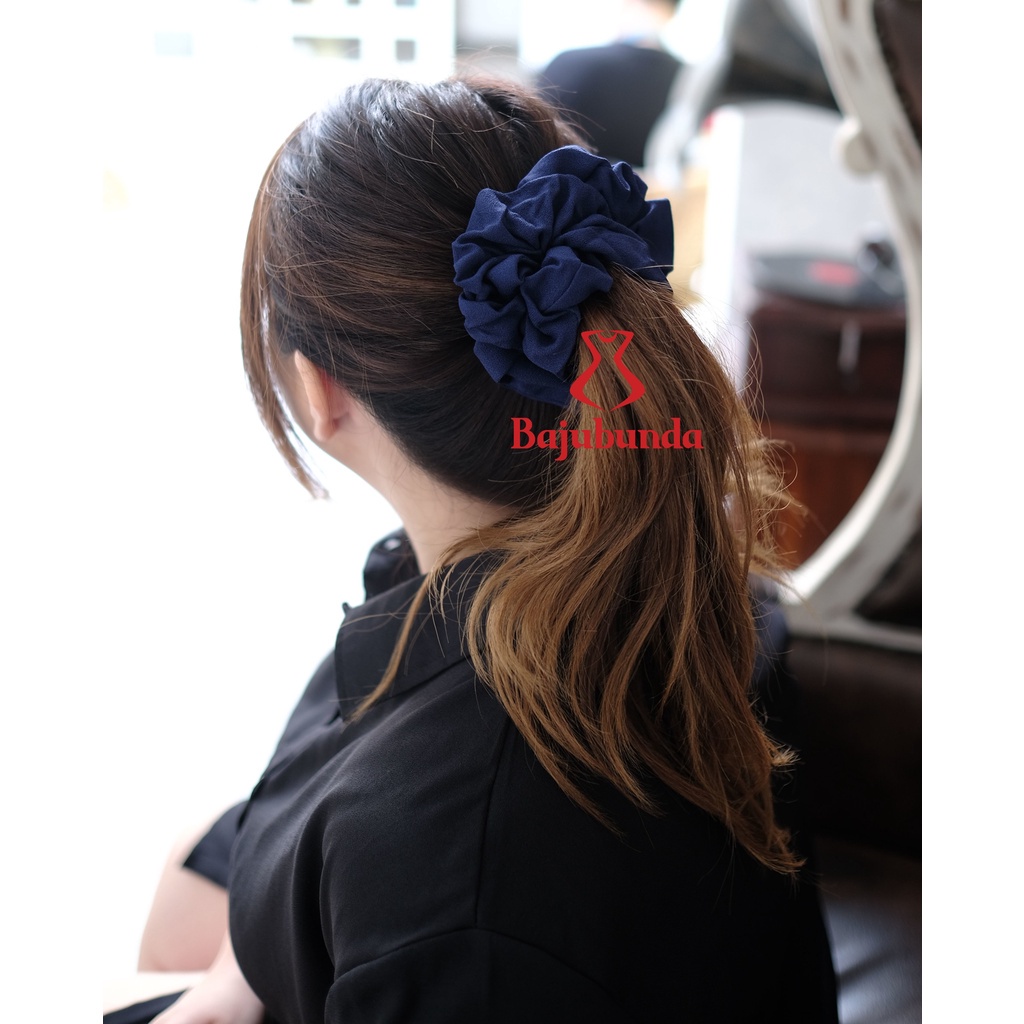 NUZ BAJUBUNDA - Scrunchie Jumbo Polos / Scrunchie Big Size / ikat Rambut Wanita / Pita Rambut