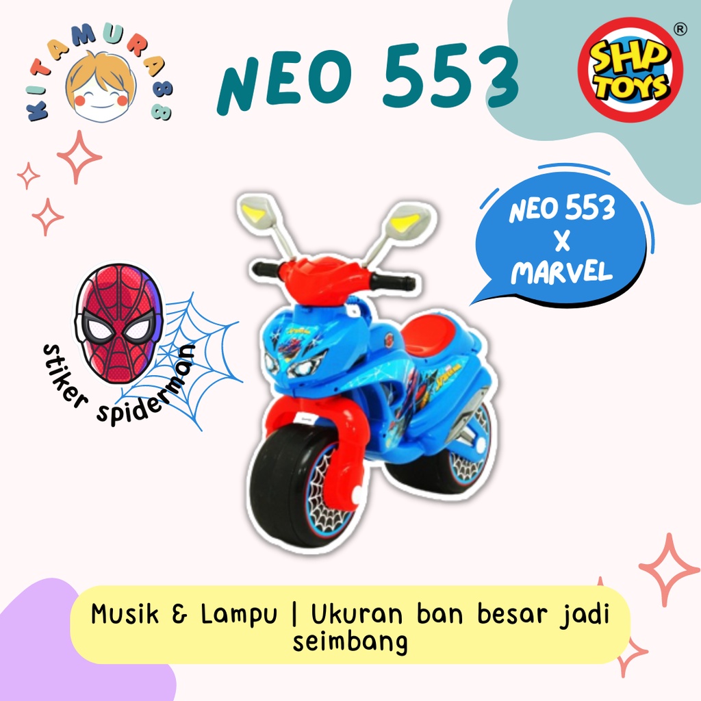 Mainan maenan anak tunggang ride on NEO 553 Marvel Spiderman SHP TOYS