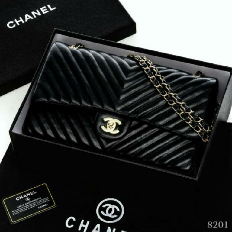TERMURAH TAS IMPORT MAXY CHEVRON FREE BOX & PAPERBAG ACC. GOLD LAMBS CARVIAR FLIP 0 GROSIRAN MIRROR 