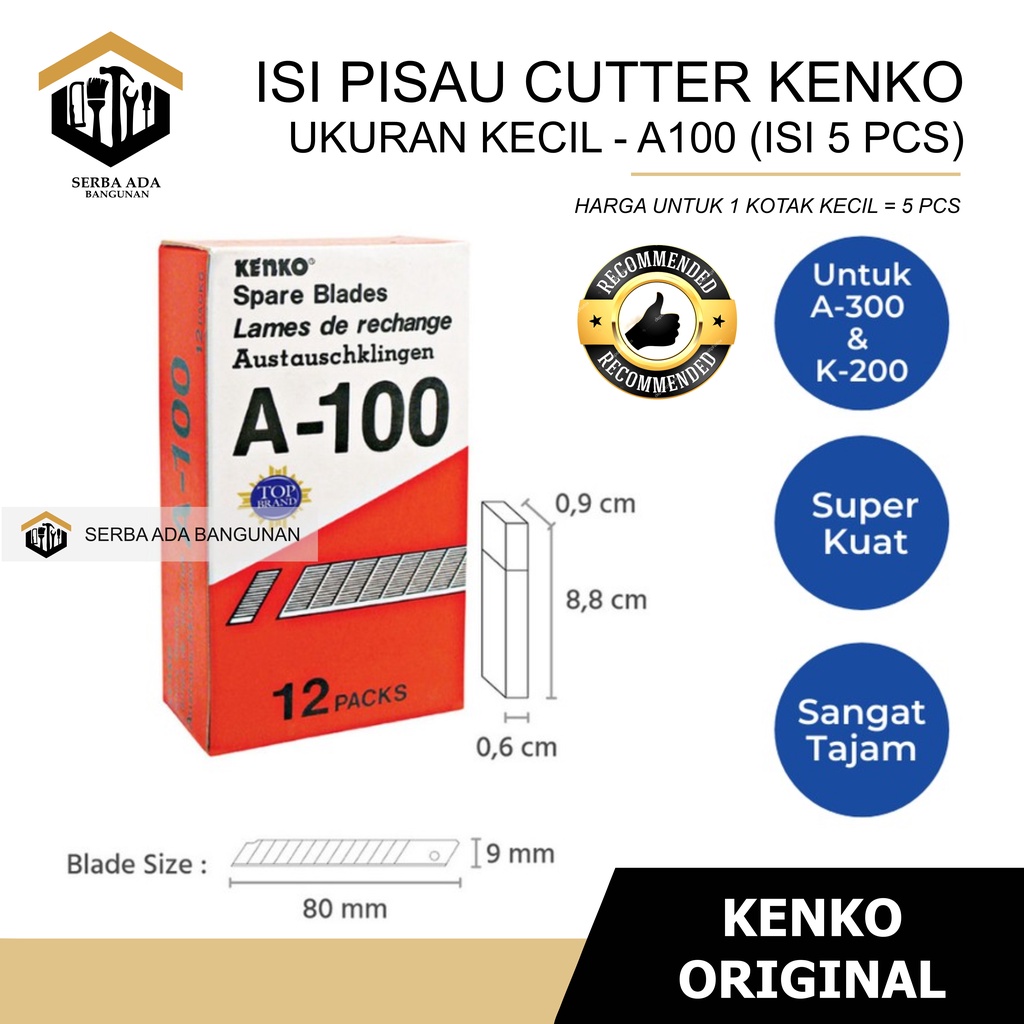 ISI MATA PISAU CUTTER  KENKO ASLI L-150 BESAR &amp; JOYKO A 100 KECIL/SILET TAJAM KUALITAS BAGUS 1KTK