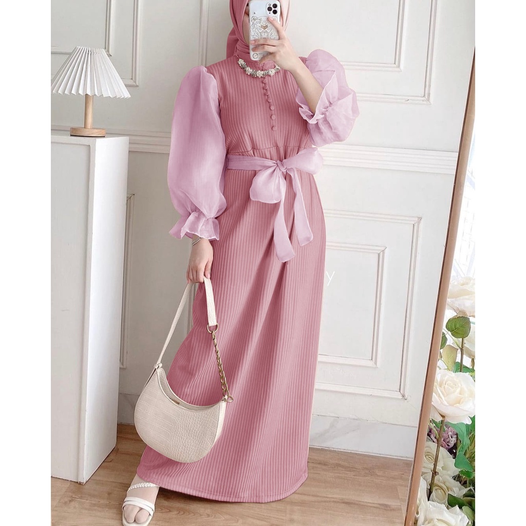 O2 Fashion / Vienita dress / dress muslim model terbaru dress organza cantik