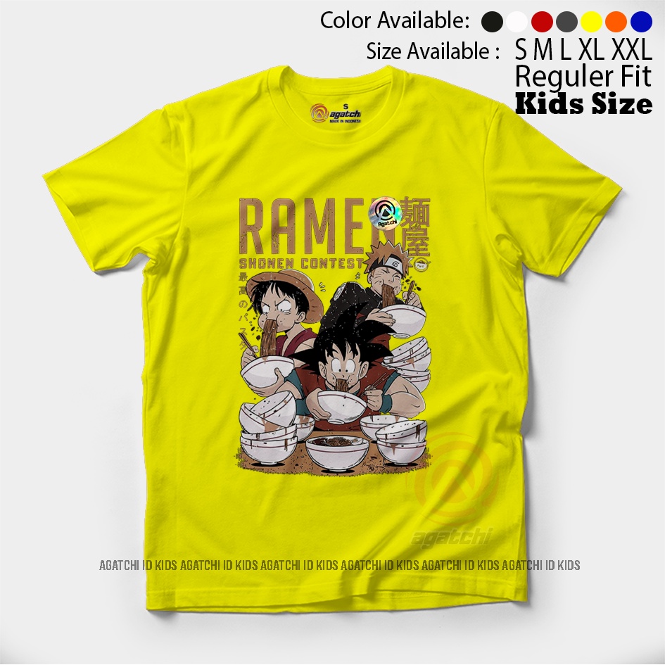 Baju Kaos Anak Laki - Laki Agatchi Motif Anime Son Goku, Naruto &amp; Luffy - Contest Ramen