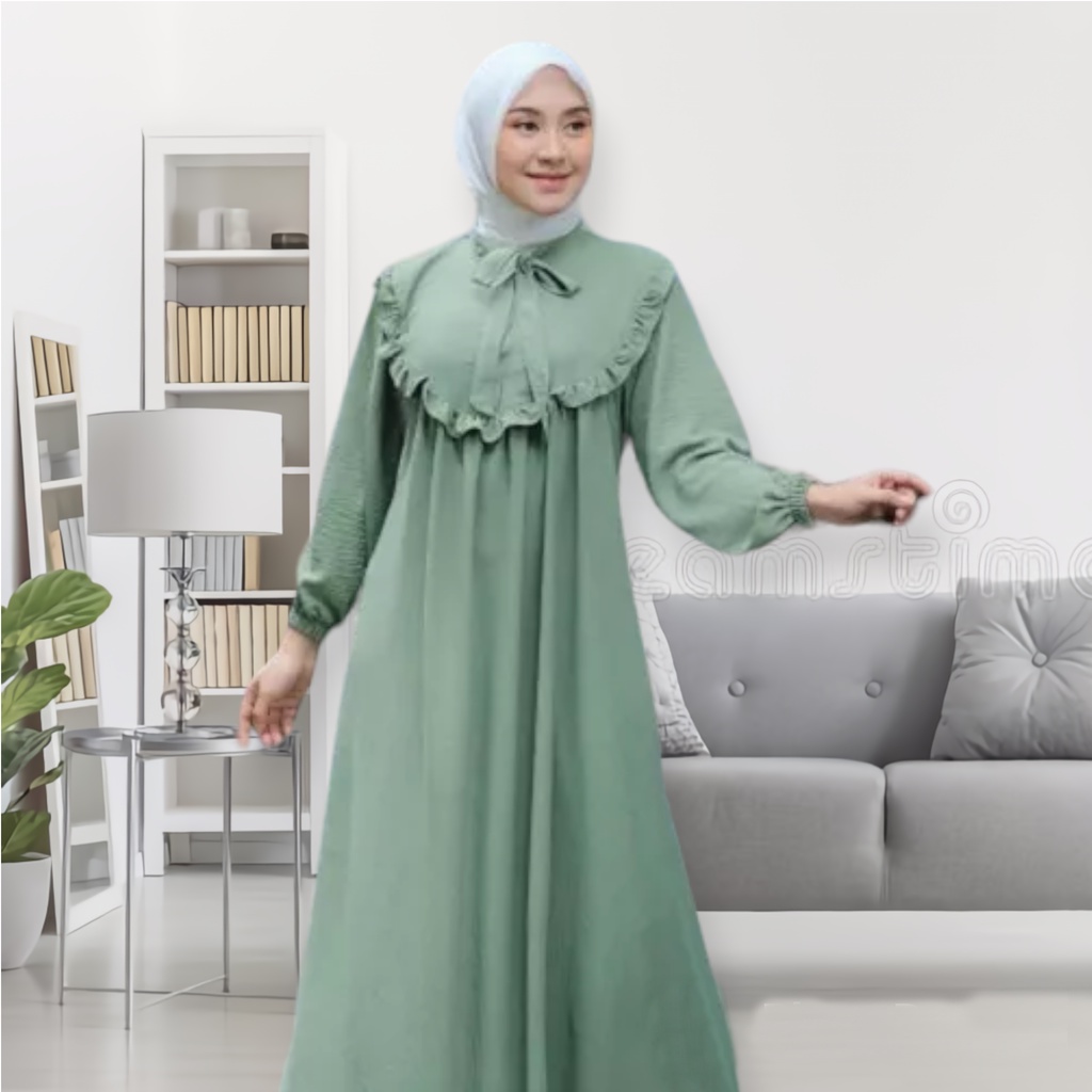 DRESS GAMIS DINDA BAHAN CRINCLE AIRFLOW / GAMIS WANITA