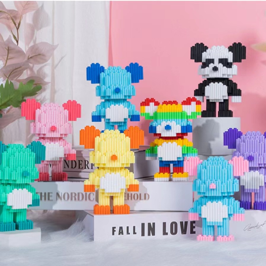 Hadiah Mainan Blok Bangunan Bear rabbit series