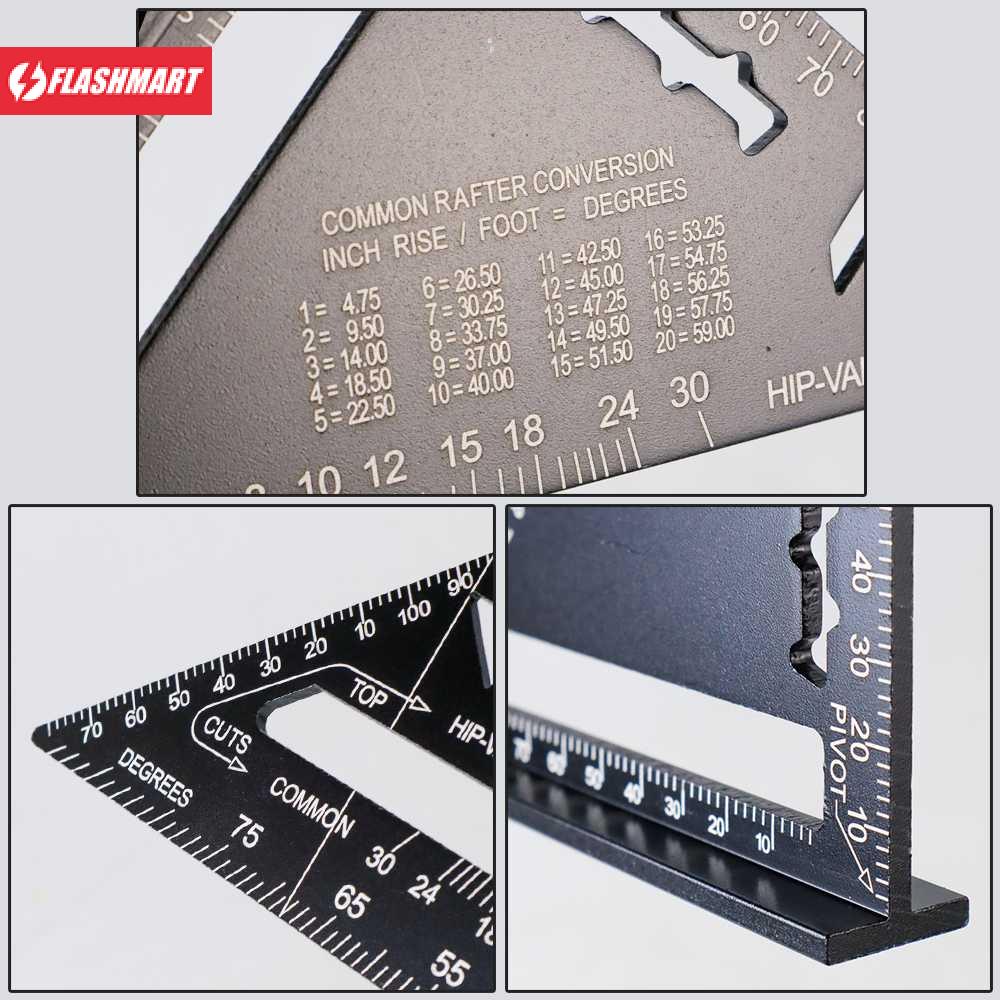 Flashmart Penggaris Siku Mistar Triangle Ruler Aluminium 7 inch - A10D01