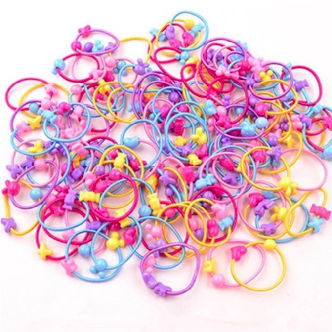 50PCS - KARET IKAT RAMBUT ANAK KARAKTER BINTANG BULAT PACK ISI 50 PCS HAIR BAND