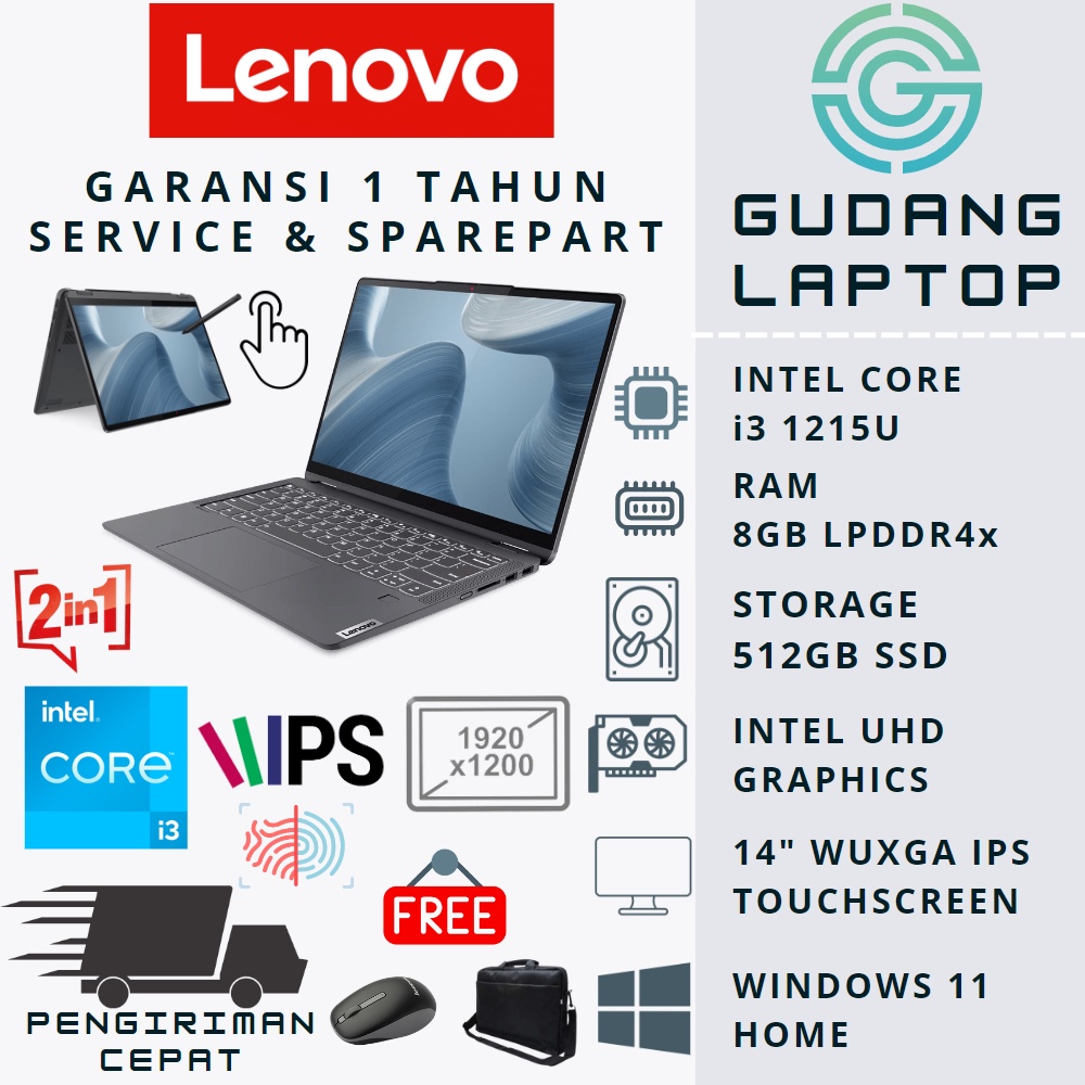 LENOVO IDEAPAD FLEX 5 14 i3 GEN 12 8GB 512GB SSD TOUCHSCREEN WIN11 ORIGINAL